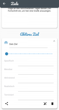 Screenshot des Bereichs Ziele